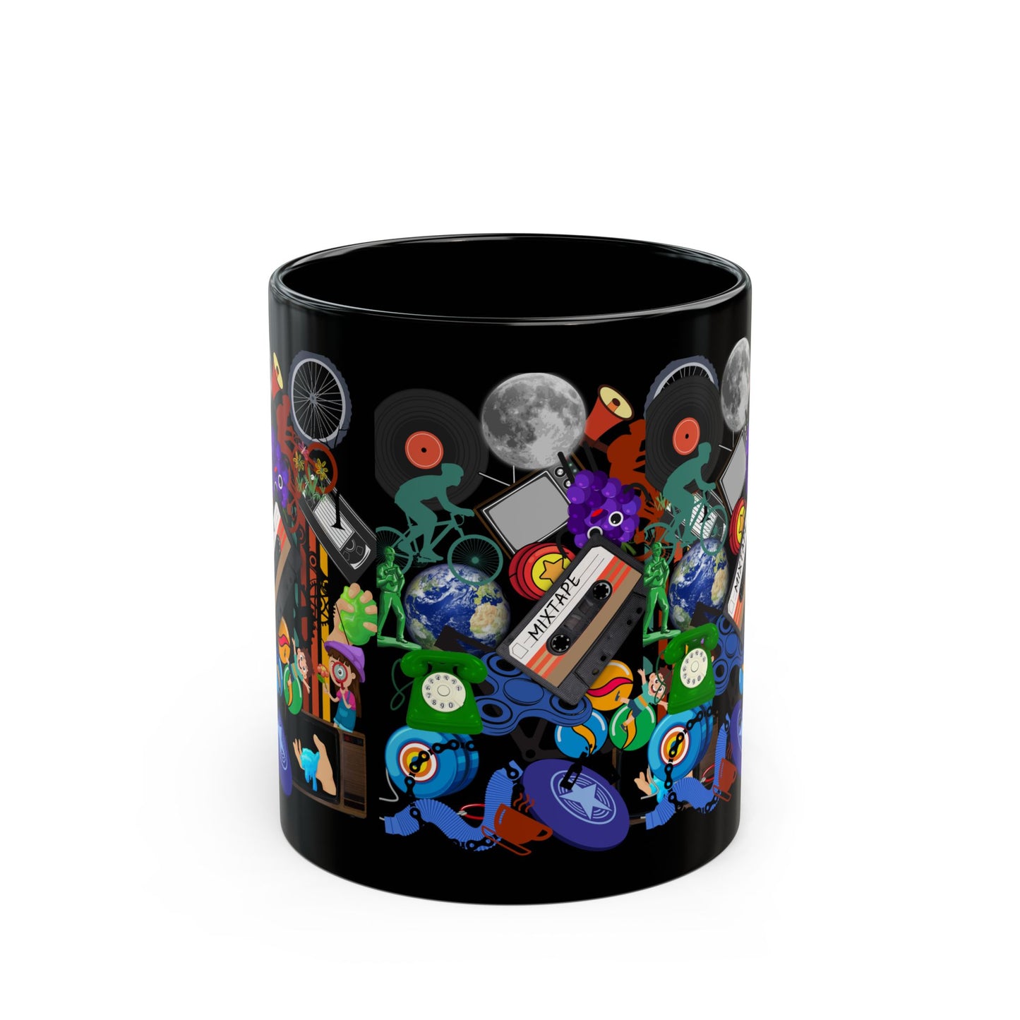 MIXTAPE cluttered retro theme hot drink mug