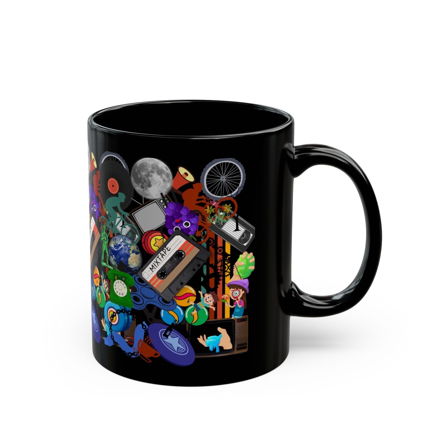 MIXTAPE cluttered retro theme hot drink mug