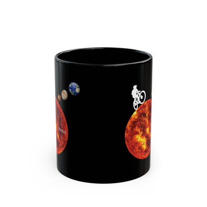 BIKE THERAPY Mountain biker on sun design hot drink mug